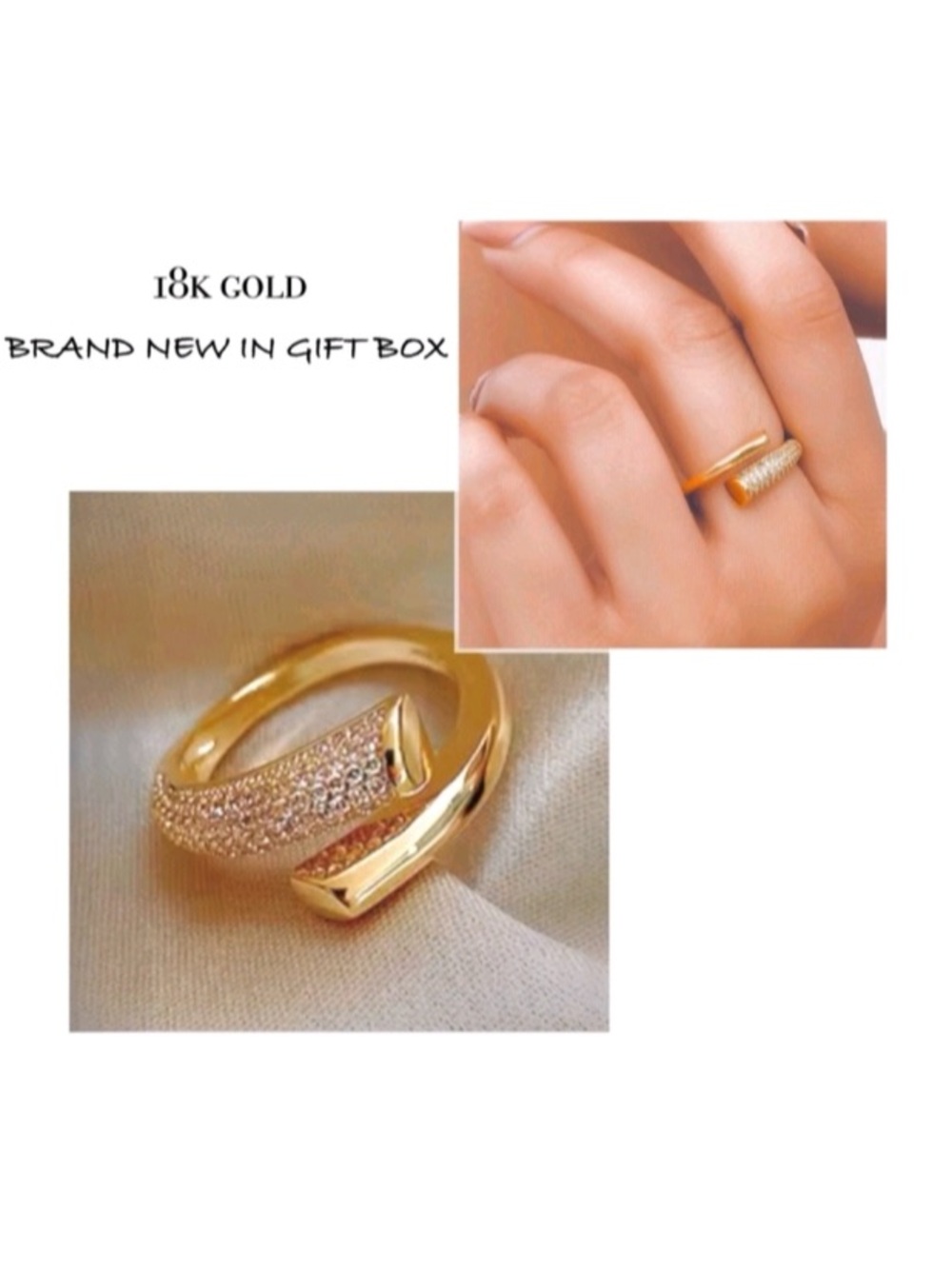 NIB Vivori Vivianne 18k Gold twist wrap ring